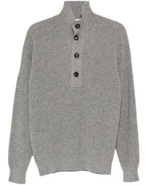 FILIPPO DE LAURENTIIS Buttoned Funnel-Neck Jumper - Grey
