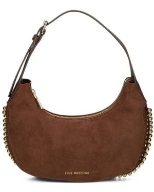 Love Moschino Love Bead-Embellished Crescent-Shaped Shoulder Bag - Brown