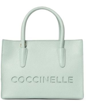 Coccinelle Myrtha Pebbled Leather Tote Bag - Blue