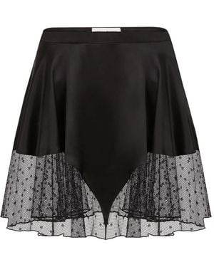 Nina Ricci レーストリム サテンスカート - ブラック