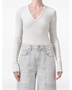 Citizens of Humanity V-Neck Ribbed Jumper - Grey