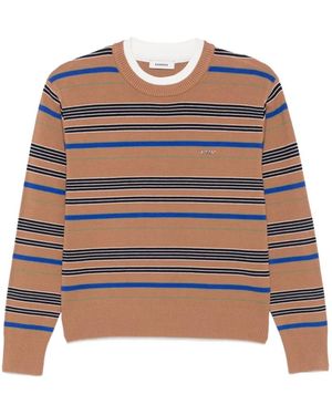 Sandro Striped Logo-Plaque Sweater - Brown