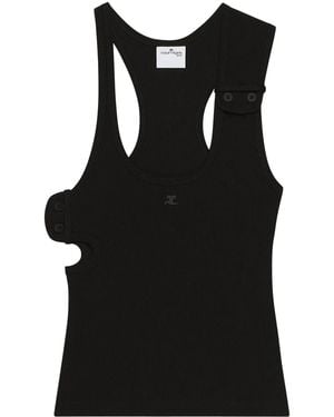 Courreges Fitted Ribbed Tank Top - Black