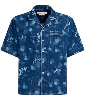 Marni Printed Denim Shirt - Blue