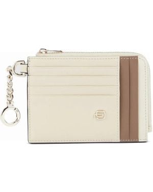 Piquadro Logo-Appliqué Cardholder - Natural