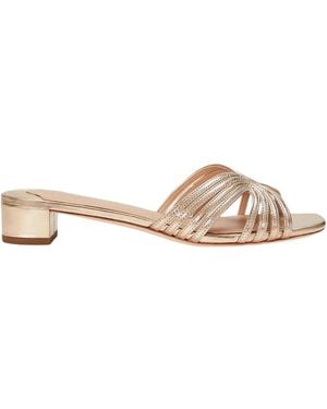 Ralph Lauren 25Mm Metallic Strappy Sandals - Natural