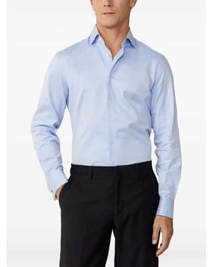 Hackett Herringbone-Pattern Knightsbridge Shirt - Blue