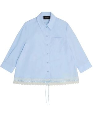 Simone Rocha Camisa con ribete de encaje - Azul