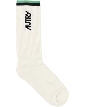 Autry Ribbed-Cuffs Socks - White