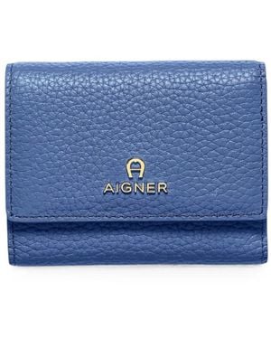 Aigner Ivy Pebbled-Leather Wallet - Blue
