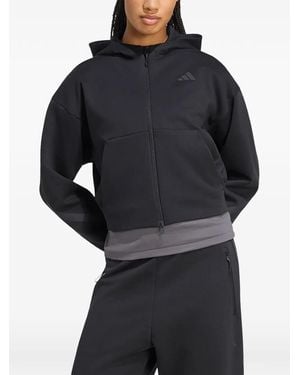 adidas Z.N.E. Logo-Print Zip-Up Hoodie - Black