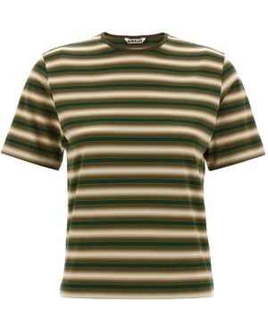 AURALEE Striped Crew-Neck T-Shirt - Green