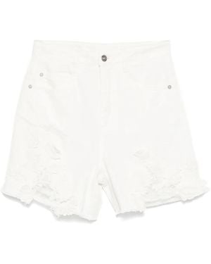 Ermanno Scervino Shorts con aplique de encaje floral - Blanco