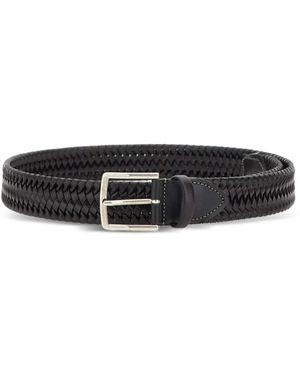 Athison Woven Leather Belt - White