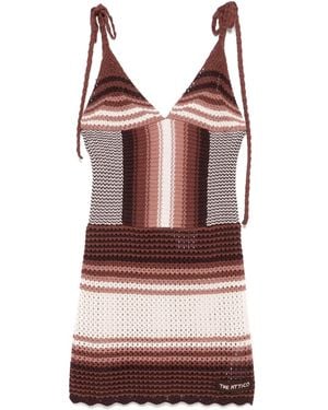The Attico Gestreepte Mini-Jurk - Bruin