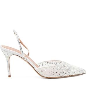 Gedebe 85Mm Crystal-Embellished Mesh Pumps - White