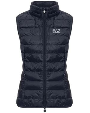 EA7 Quilted Logo-Print Gilet - Blue