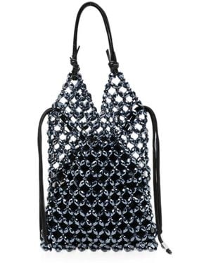 STAUD Karka Beaded Tote Bag - Blue