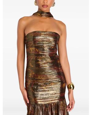 retroféte Vestido palabra de honor metalizado - Negro