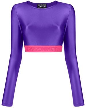 Versace Jeans Couture Top corto con banda del logo - Morado