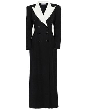 ROWEN ROSE Contrasting-Collar Tuxedo Maxi Dress - Black
