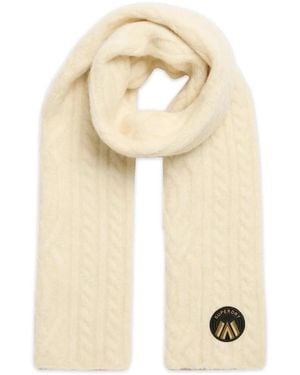 Superdry Cable-Knit Logo-Patch Scarf - Natural