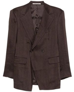 Tagliatore Pinstripe Double-Breasted Blazer - Brown