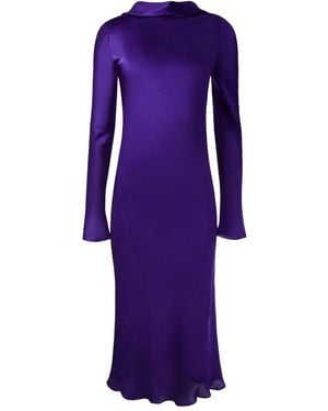 Alejandra Alonso Rojas Cowl-Back Satin Midi Dress - Purple