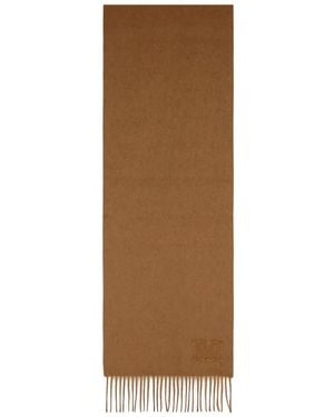 Max Mara Embroidered-Monogram Fringe Scarf - Brown