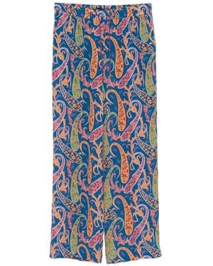Etro Paisley-Print Palazzo Trousers - Blue
