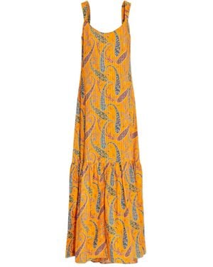 Etro Robe Longue Volantée À Motif Cachemire - Metallic