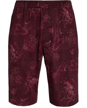June79 Floral-Jacquard Elasticated Shorts - Red