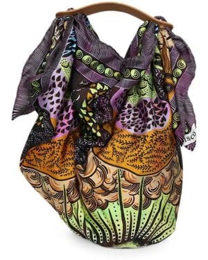 Atelier Vlisco Abstract-Print Leather-Strap Backpack - Black