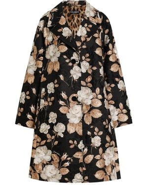 Dolce & Gabbana ローズプリント コート - ブラック