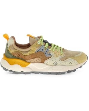 Flower Mountain Yamano 3 Suede-Panel Low-Top Trainers - Natural