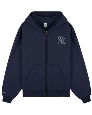 Sporty & Rich Zip-Up Logo-Detail Hoodie - Blue