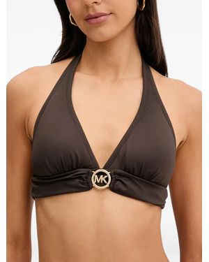 MICHAEL Michael Kors Logo Halter Bikini Top - Black