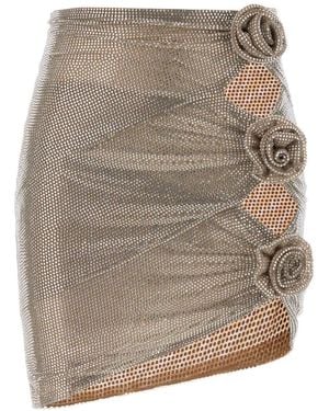GIUSEPPE DI MORABITO Rhinestone-Embellished Tulle Mini Skirt - Natural