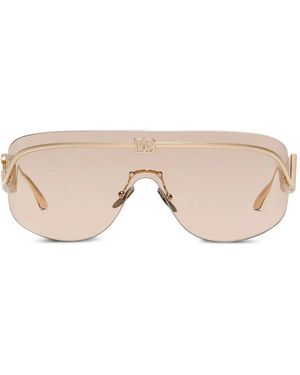 Dolce & Gabbana Logo-Plaque Pilot-Frame Sunglasses - Pink