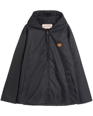 Valentino Garavani Vlogo-Patch Hooded Windbreaker - Black