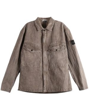 Stone Island 1200029 Corduroy 'Terra' Effect Overshirt - Brown