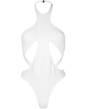 Mugler Bañador Con Cuello Halter Y Abertura - Blanco