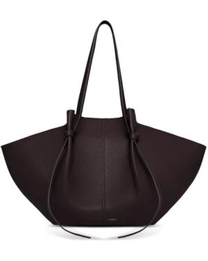 Yuzefi Large Mochi Pebble-Grain Leather Tote Bag - Black
