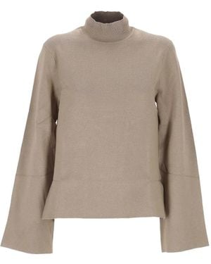 Filippa K High-Neck Flared-Sleeve Sweater - Natural