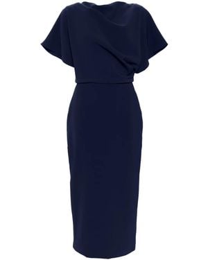 Amsale Draped Detailing Midi Dress - Blue