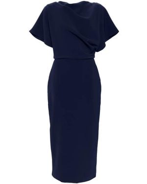 Amsale Draped Detailing Midi Dress - Blue