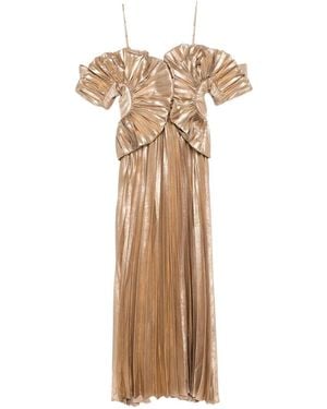 Acler Pleated Ruffled Dress - Natural