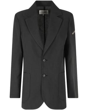 MM6 by Maison Margiela Logo-Print Single-Breasted Jacket - Black