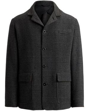 Ralph Lauren Glen-Check Suede-Trim Cashmere Jacket - Black
