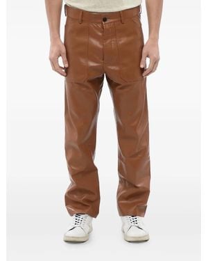 Nanushka Patch-Pocket Leather Pants - Brown